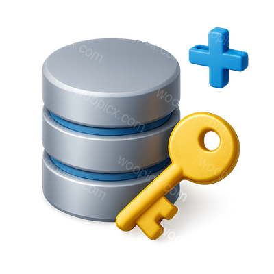 3D Database Key Icon with Volumetric Design
