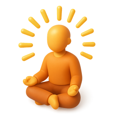 3D Meditation Icon with Radiant Light Effect