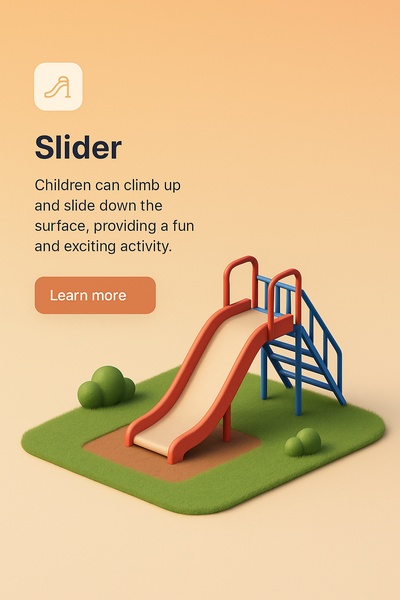 3D Slider Scene with Gradient Background and Action Elements