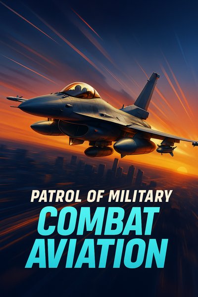 Dynamic F16 Jet Fighter Patrolling at Sunset