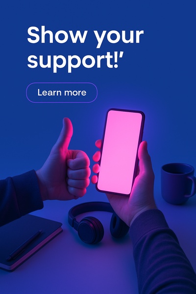 Vibrant Thumbs Up with Neon Phone Glow