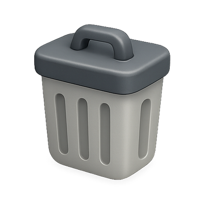 3D Icon of a Modern Trash Bin with Lid