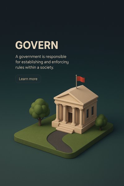 High Angle View of a Government Building in 3D Style