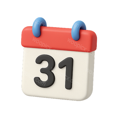 3D Calendar Icon with Date Display