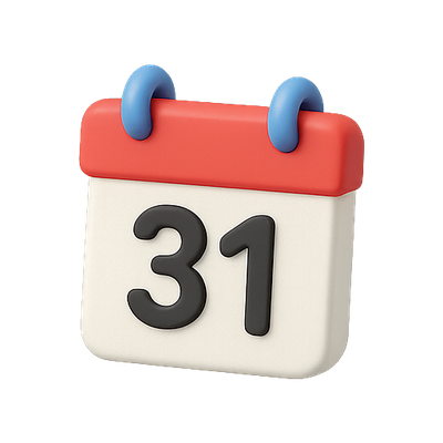 3D Calendar Icon with Date Display