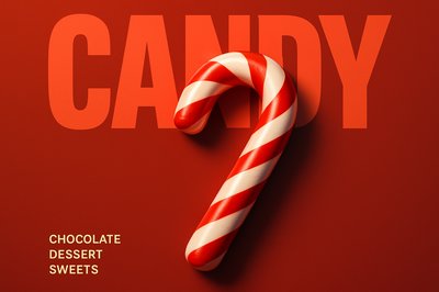 Photorealistic Red and White Candy Cane Illustration
