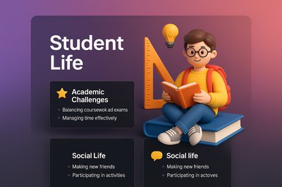 Engaging 3D Illustration of Student Life Experience