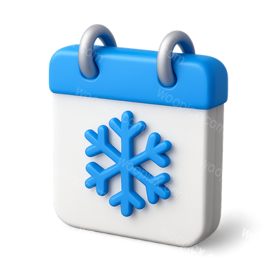 3D Snowflake Calendar Icon with Isometric Design