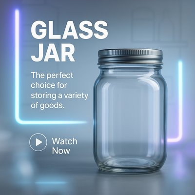 Modern Glass Jar Product Showcase with Dynamic Lighting