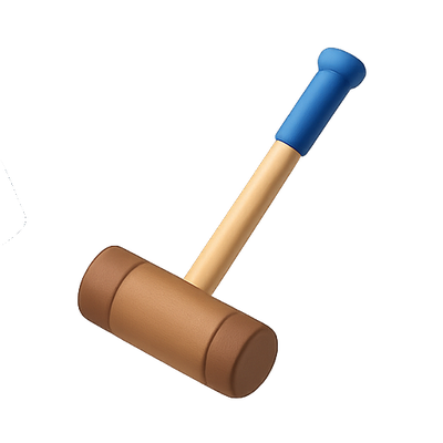 Stylized Wooden Mallet with Blue Handle