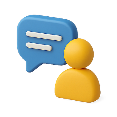 3D Chat Icon with Speech Bubble and Figure Representation