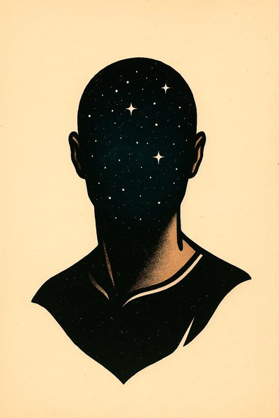 Cosmic Imagery Within a Human Silhouette