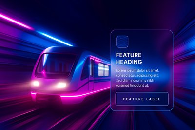 Dynamic Subway Train in Neon Lights with Feature Blocks