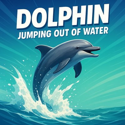 Vibrant Illustration of a Dolphin Jumping Out of Water