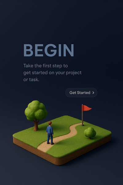 3D Scene Depicting a Journey with a Path and Flag
