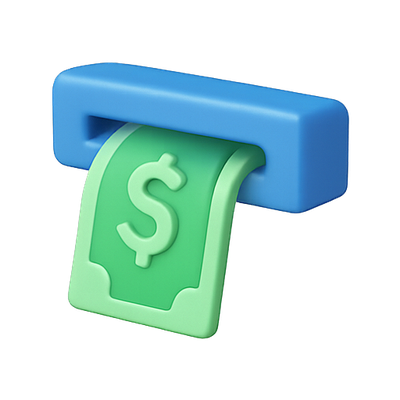 3D Illustration of a Cash Withdrawal Icon