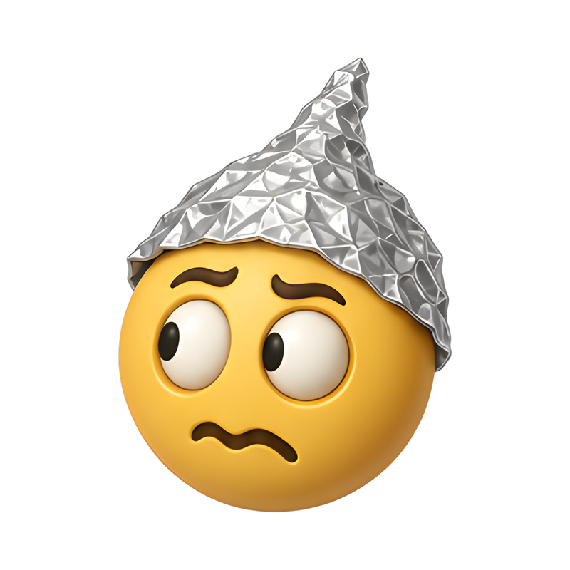 quirky smiley with tinfoil hat