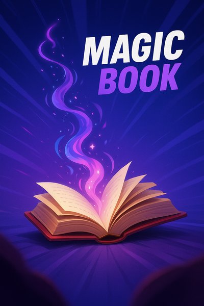 Dynamic Magic Book Illustration with Vibrant Colors