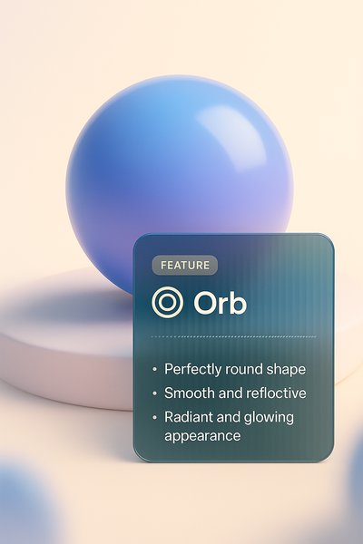 3D Illustration of a Reflective Orb with Informative Overlay