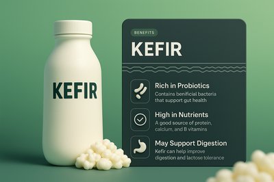 3D Illustration of Kefir with Nutritional Benefits
