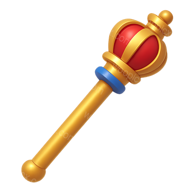 Colorful 3D Royal Scepter Icon Design
