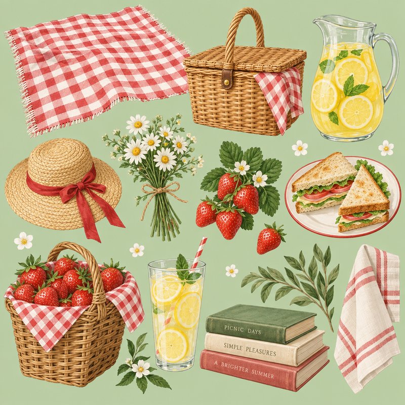 Summer picnic design elements
