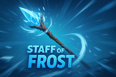 Dynamic Staff of Frost Illustration with Blue Accents