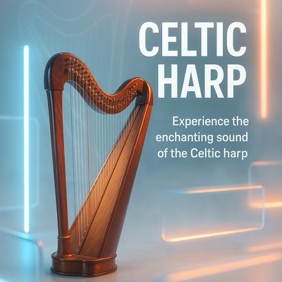 3D Rendering of a Celtic Harp with Modern Lighting