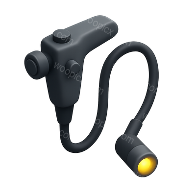 3D Icon of a Black Handheld Tool with Light