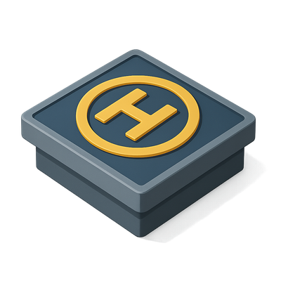 Stylish 3D Helipad Icon for Rooftops