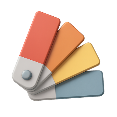 Stylish 3D Color Swatches Icon in Isometric View