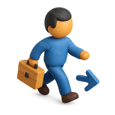 3D Icon of a Person with Briefcase Returning