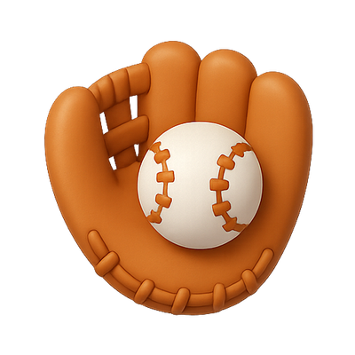 3D Illustration of a Baseball Glove with a Ball