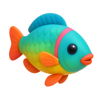 Vibrant 3D Colorful Wrasse Icon Design