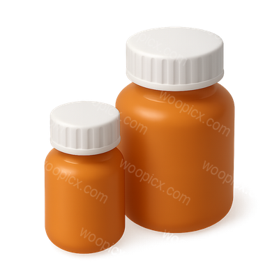 Realistic 3D Medication Bottles in Isometric View