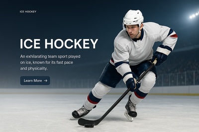 Dynamic Ice Hockey Action Scene with Player on Ice