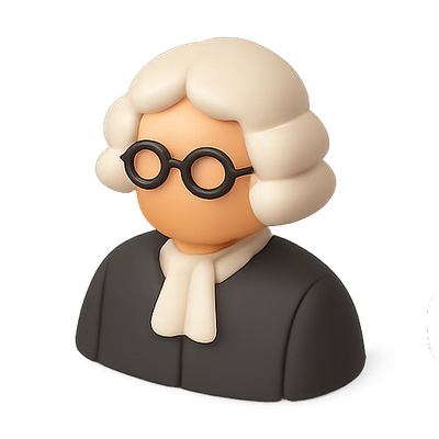 Stylized 3D Judge Character Icon for Legal Themes
