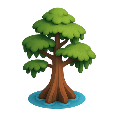 Stylized 3D Cypress Swamp Tree Icon