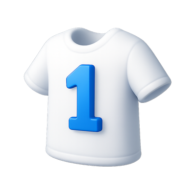 3D Number One Icon on T-Shirt Design