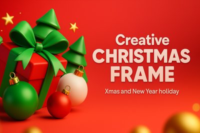 Dynamic Christmas Frame on Red Background for Holiday Celebrations