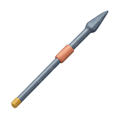 Stylized 3D Icon of a Spear with Colorful Details
