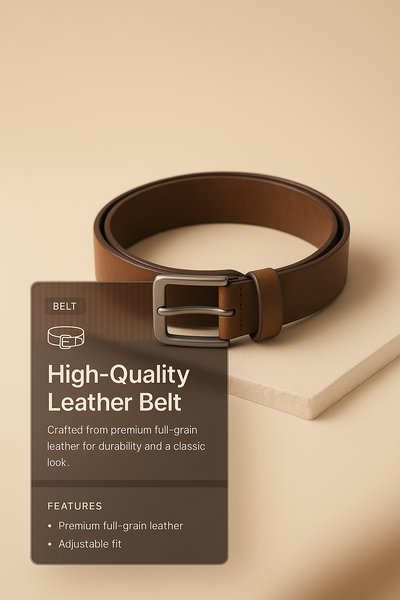 Stylish 3D Illustration of a High-Quality Leather Belt