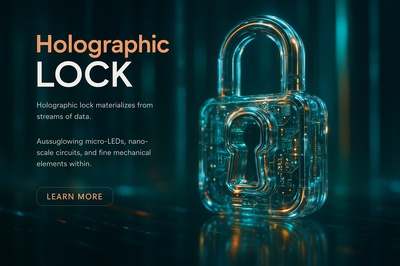 Hyperrealistic Holographic Lock with Glowing Micro-LEDs