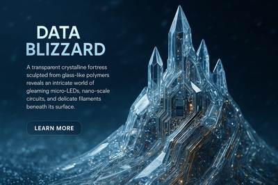 Frozen Crystal Fortress in a Data Blizzard - Hyperrealistic Art