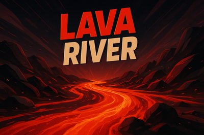 Dynamic Lava River Illustration with Bold Title