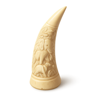 Elegant 3D Ivory Tusk Icon in Isometric View