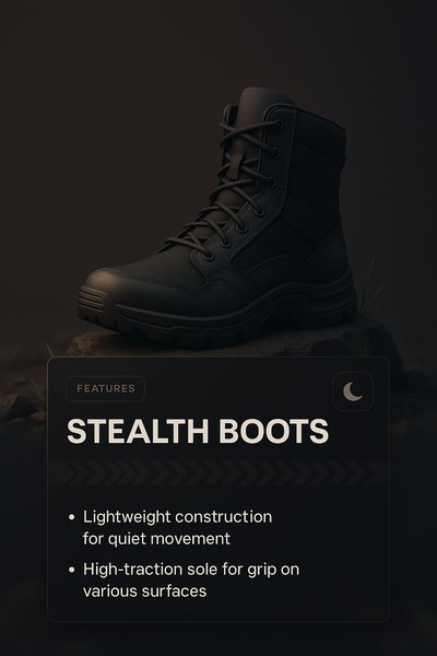Stylish Stealth Boots with High-Traction Sole