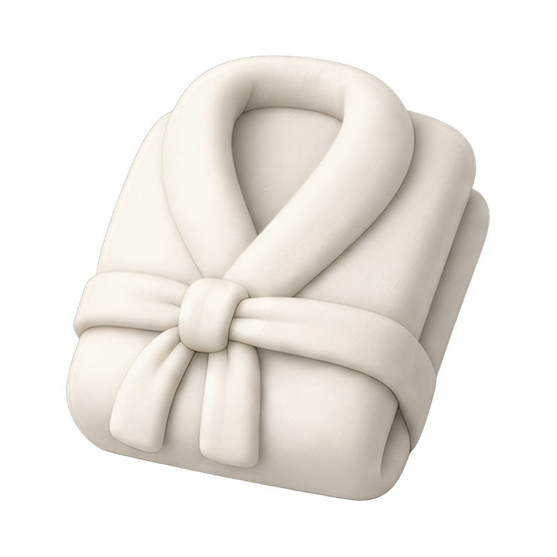 neatly folded bathrobe