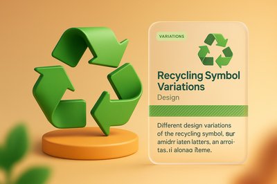 3D Illustration of Recycling Symbol Variations for Eco Design