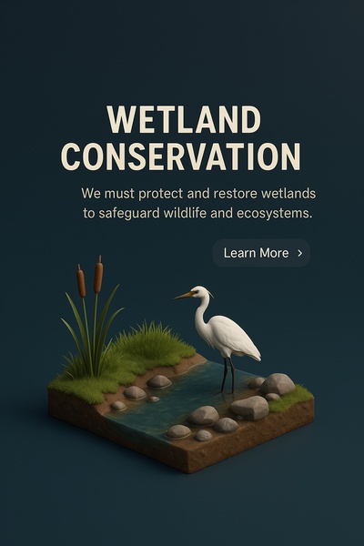 Realistic 3D Scene of Wetland Conservation with Natural Elements